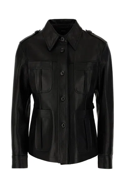 Tom Ford Collared Neck Leather Jacket In Black