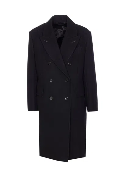 Tom Ford Double-breasted Coat Featuring Back Strap In Blue