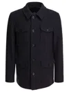 Tom Ford Wool Jacket With Flap Pockets And Long Sleeves In Blue