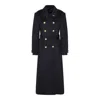 Tom Ford Double-breasted Long Coat In Dark Indigo