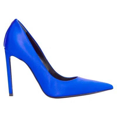 Pre-owned Tom Ford Cobalt Blue Satin Pointy Front Stiletto Heeled Pumps Eu36.5