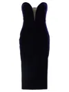 Tom Ford Strapless Plunge Neck Stretch Velvet Cocktail Dress In Black