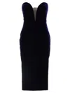 Tom Ford Strapless Plunge Neck Stretch Velvet Cocktail Dress In Multi