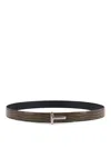 Tom Ford Coconut Effect Leather Belt In Brown