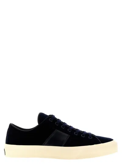 Tom Ford Coconut Velvet Sneakers In Blue