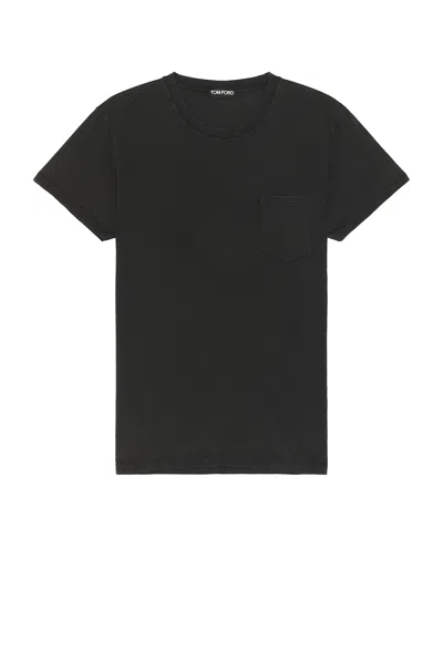 Tom Ford Cotton Blend Crewneck T-shirt In Navy