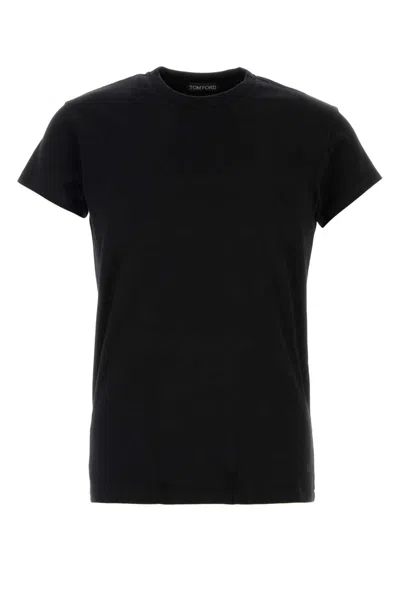 Tom Ford Cold-dyed Cotton Crew Neck T-shirt In Black