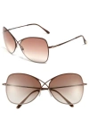 Tom Ford Colette 63mm Oversized Sunglasses In Shiny Brown/brown Gradient