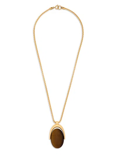 Tom Ford Brass And Tiger Eye Angelica Necklace In Grey