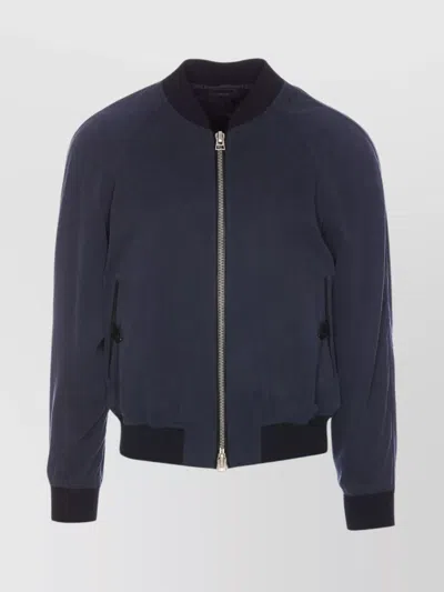 Tom Ford Collar Elasticized Bomber Jacket With Raglan Sleeves In Navy