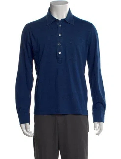 Pre-owned Tom Ford Collar Long Sleeve Polo Shirt In Blue
