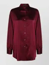 Tom Ford Camicia In Raso Di Seta Stretch Dal Taglio Rilassato In Burgundy