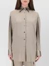 Tom Ford Collared Neck Long Sleeves Pleated Back Top In Gray