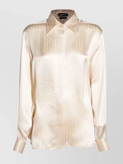 Tom Ford Collared Neck Satin Finish Long Sleeves In Yellow