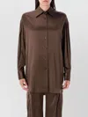 Tom Ford Stretch Silk Satin Relaxed Fit Shirt In Brown