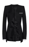 Tom Ford Collarless Wool-silk Blazer In Black
