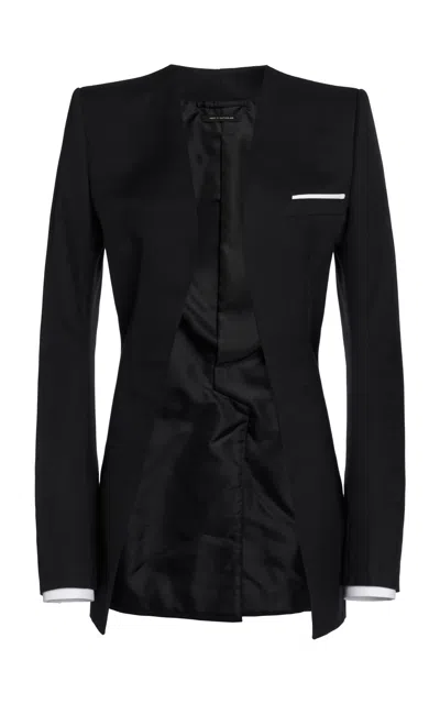 Tom Ford Collarless Wool-silk Blazer In Black