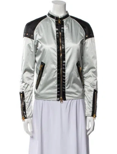 Pre-owned Tom Ford Colorblock Pattern Bomber Jacket In Gray