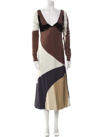 Pre-owned Tom Ford Colorblock Pattern Long Dress