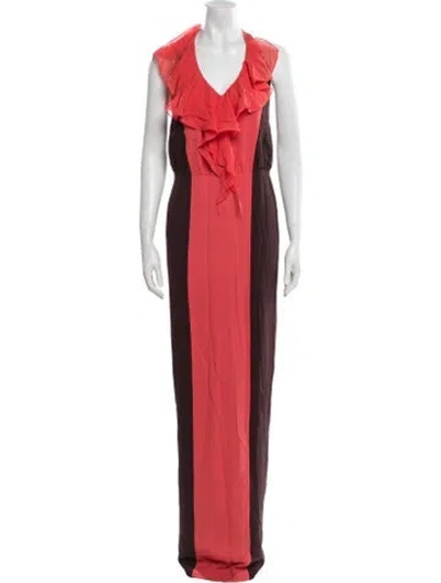 Pre-owned Tom Ford Colorblock Pattern Long Dress In Multi