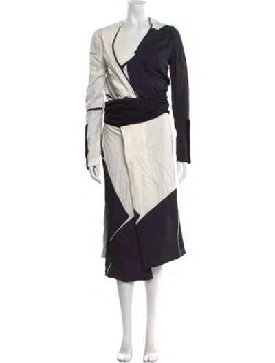 Pre-owned Tom Ford Colorblock Pattern Midi Length Dress In White