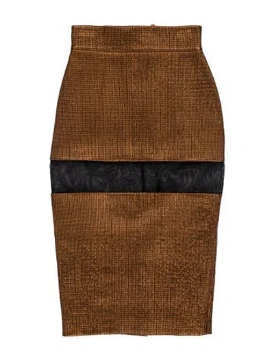 Pre-owned Tom Ford Colorblock Pattern Midi Length Skirt In Brown