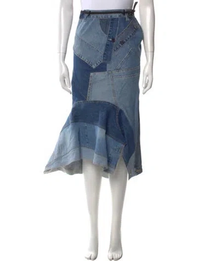 Pre-owned Tom Ford Colorblock Pattern Midi Length Skirt W/ Tags In Blue