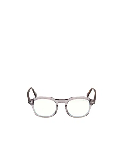 Tom Ford Colour-block Square-frame Glasses In White