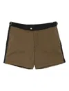 Tom Ford Microcompact Poplin Swim Trunks In Green