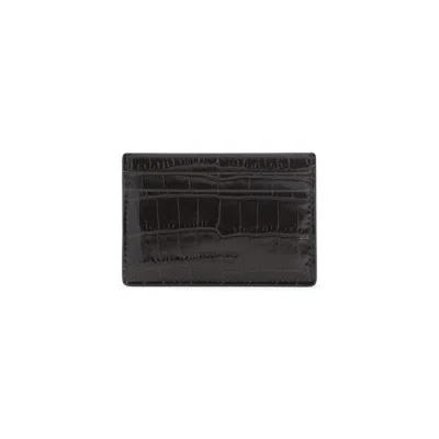 Tom Ford Compact Crocodile-embossed Calf Leather Wallet In Black