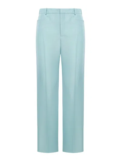 Tom Ford Compact Hopsack Wool Blend Tailored Pants In Light Turquoise