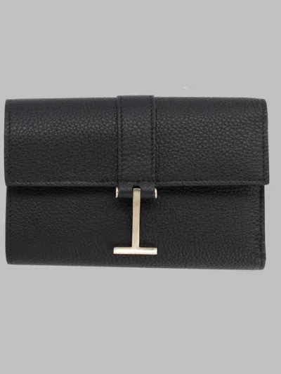 Tom Ford Compact Leather Wallet In Black