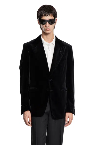 Tom Ford Compact Light Velvet Blazer In Black