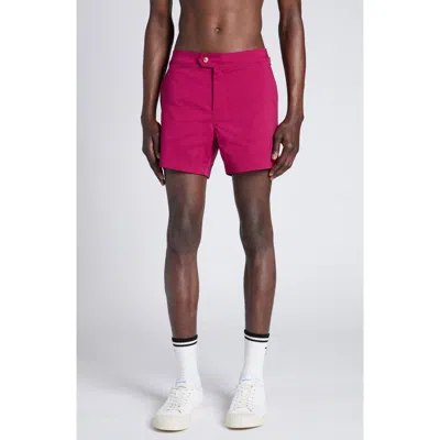 Tom Ford Compact Poplin Swim Trunks In Red