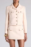 Tom Ford Compact Stretch Wool Crop Jacket In Dp067 Almost Blush