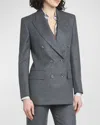 Tom Ford Compact Virgin Wool Double-breasted Jacket In Grey Melan