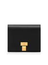Tom Ford Natural Grain Leather Padlock Compact Wallet In Black