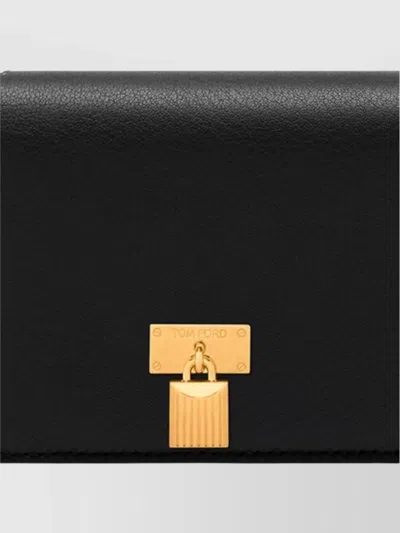 Tom Ford Compact Wallet Gold-tone Hardware In Black