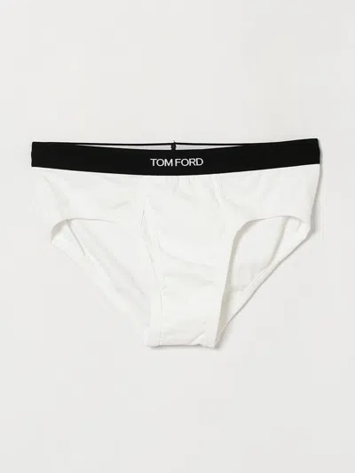 Tom Ford Contrast Logo Waistband Stretch-cotton Briefs In White