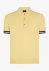 Tom Ford Contrast Piping Silk Polo T-shirt In Yellow