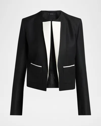 Tom Ford Contrast Silk-lapel Open Jacket In Black