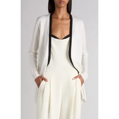 Tom Ford Contrast Trim Open Front Cardigan In White