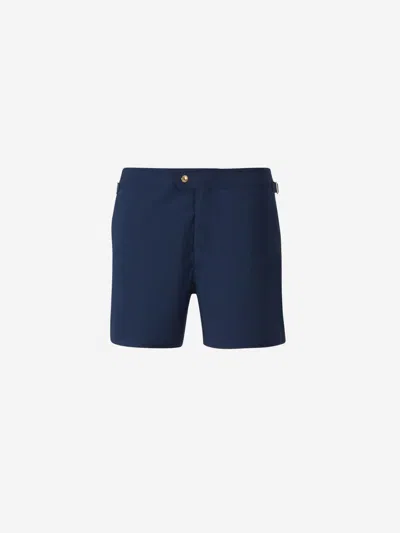 Tom Ford Contrast Trim Swimsuit In Blue