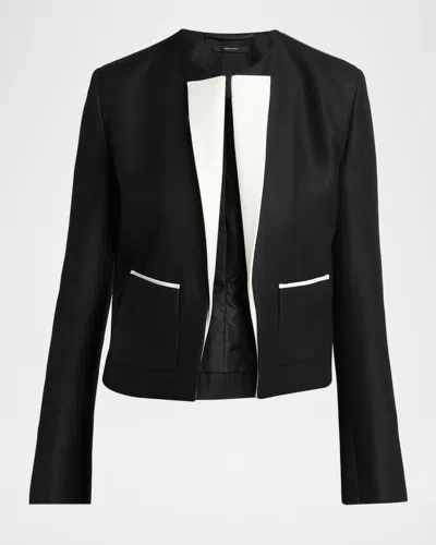 Tom Ford Contrast-trim Short Sport Coat In Black