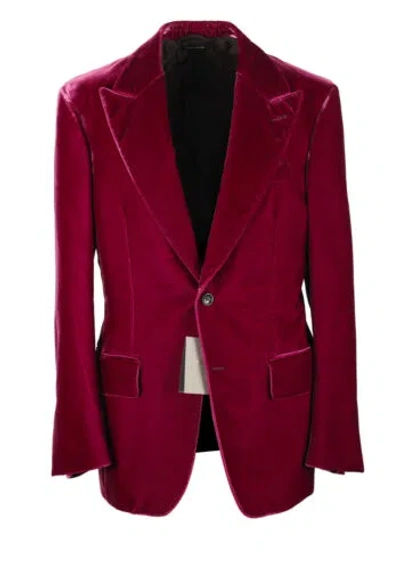 Pre-owned Tom Ford Cooper Velvet Red Tuxedo Dinner Jacket Size 50 It / 40r U.s.
