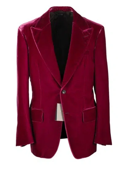 Pre-owned Tom Ford Cooper Velvet Red Tuxedo Dinner Jacket Size 54 It / 44r U.s.