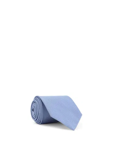 Tom Ford Silk Tie With Subtle Ribbed Texture In Blue