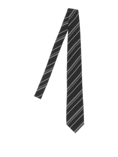 Tom Ford Black Diagonal Stripes Tie In Multi