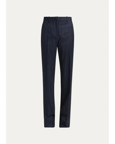 Tom Ford Corded Chalkstripe Wool Tailored Straight-leg Boyfriend Pants In Multi