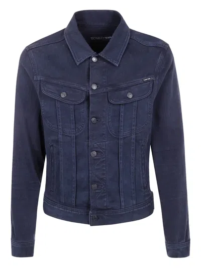 Tom Ford Corduroy Button-fastening Jacket In Blue